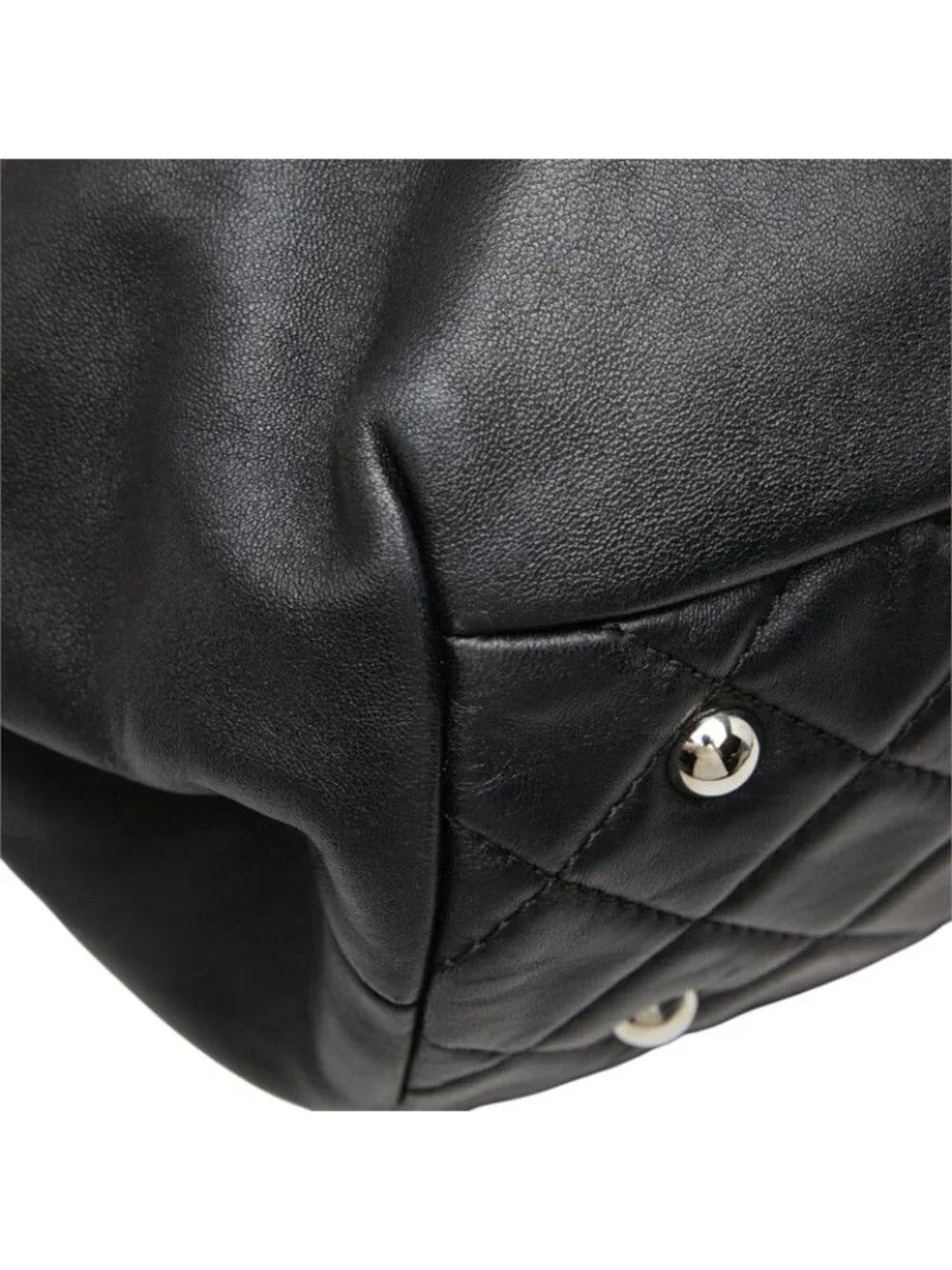 Chanel CC Logo Handbag Chain Tote Black Lambskin